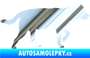 Samolepka Pes 121 pravá německý ovčák chrom fólie stříbrná zrcadlová