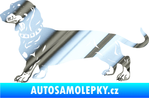 Samolepka Pes 122 levá jezevčík chrom fólie stříbrná zrcadlová