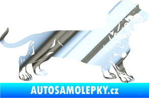 Samolepka Pes 122 pravá jezevčík chrom fólie stříbrná zrcadlová
