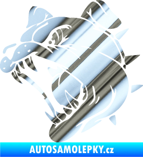 Samolepka Pes 136 levá rozzuřený buldok chrom fólie stříbrná zrcadlová