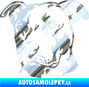Samolepka Pes 198 pitbull levá chrom fólie stříbrná zrcadlová