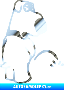 Samolepka Pes čůrá 002 pravá chrom fólie stříbrná zrcadlová