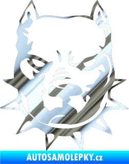 Samolepka Pitbull hlava 002 pravá chrom fólie stříbrná zrcadlová