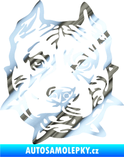 Samolepka Pitbull hlava 003 pravá chrom fólie stříbrná zrcadlová