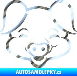 Samolepka Prase 003 veselý čuník chrom fólie stříbrná zrcadlová