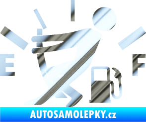 Samolepka Prázdná nádrž 001 palivoměr, varianta s mužem chrom fólie stříbrná zrcadlová