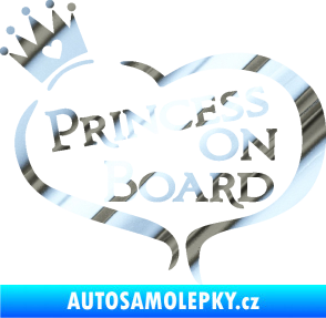 Samolepka Princess on board nápis s korunkou chrom fólie stříbrná zrcadlová