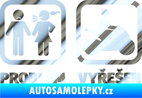 Samolepka Problém? Vyřešen 005 motorkář chrom fólie stříbrná zrcadlová