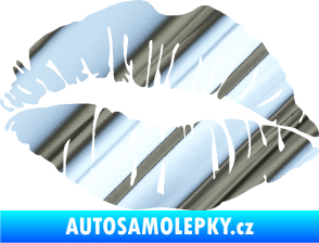 Samolepka Pusa 002 levá otisk rtů chrom fólie stříbrná zrcadlová