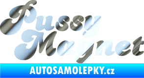 Samolepka Pussy magnet nápis chrom fólie stříbrná zrcadlová