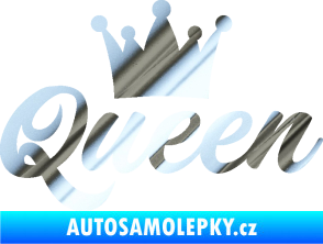 Samolepka Queen nápis s korunou chrom fólie stříbrná zrcadlová