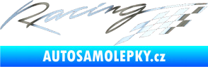 Samolepka Racing sachovnice chrom fólie stříbrná zrcadlová