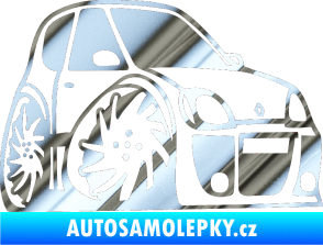 Samolepka Renault Clio sport karikatura pravá chrom fólie stříbrná zrcadlová