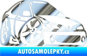 Samolepka Renault Megane karikatura pravá chrom fólie stříbrná zrcadlová