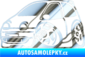 Samolepka Renault Twingo karikatura levá chrom fólie stříbrná zrcadlová