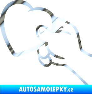 Samolepka Ruka se srdíčkem levá chrom fólie stříbrná zrcadlová
