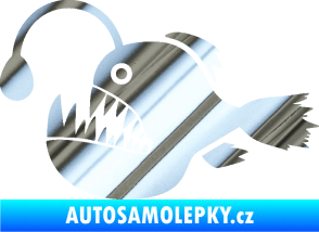 Samolepka Ryba 022 levá mořský ďas s lampičkou chrom fólie stříbrná zrcadlová