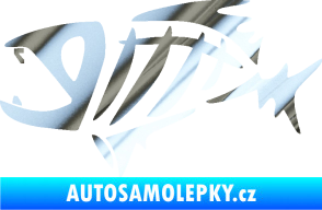 Samolepka Ryba kostra  007 levá chrom fólie stříbrná zrcadlová