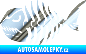 Samolepka Ryba kostra 004 levá chrom fólie stříbrná zrcadlová