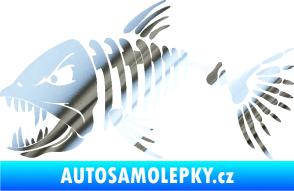 Samolepka Ryba kostra 005 levá chrom fólie stříbrná zrcadlová