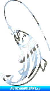 Samolepka Ryba s návnadou 003 levá chrom fólie stříbrná zrcadlová