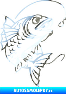 Samolepka Ryba s návnadou 005 pravá chrom fólie stříbrná zrcadlová