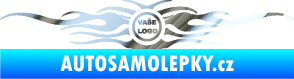 Samolepka Samolepka na zadní sklo plameny se znakem chrom fólie stříbrná zrcadlová