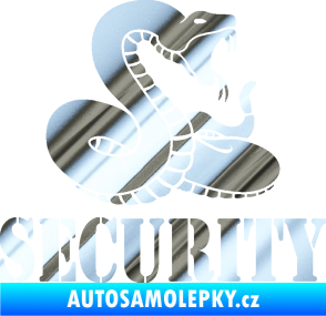 Samolepka Security hlídáno - pravá had chrom fólie stříbrná zrcadlová