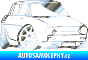 Samolepka Škoda 100 karikatura pravá chrom fólie stříbrná zrcadlová