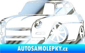 Samolepka Škoda 1000 karikatura levá chrom fólie stříbrná zrcadlová