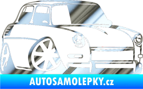 Samolepka Škoda 1000 karikatura pravá chrom fólie stříbrná zrcadlová