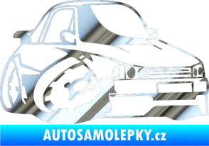 Samolepka Škoda 120 karikatura pravá chrom fólie stříbrná zrcadlová