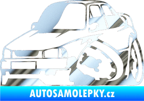 Samolepka Škoda 130 karikatura levá chrom fólie stříbrná zrcadlová