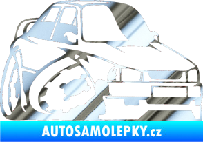 Samolepka Škoda 130 karikatura pravá chrom fólie stříbrná zrcadlová