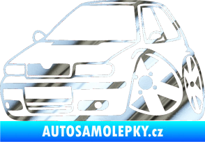 Samolepka Škoda Felicia karikatura levá chrom fólie stříbrná zrcadlová