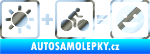 Samolepka Slunce + kolo = veselý smajlík vyjížďka na kole chrom fólie stříbrná zrcadlová