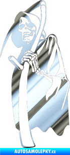 Samolepka Smrtka s kosou levá chrom fólie stříbrná zrcadlová