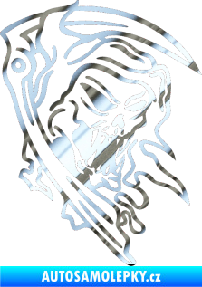 Samolepka Smrtková pravá s kosou chrom fólie stříbrná zrcadlová