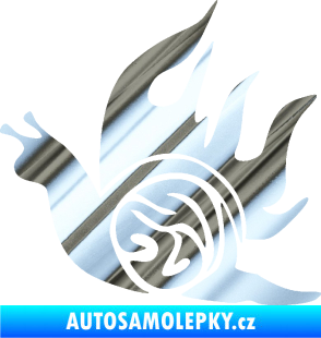 Samolepka Šnek s plameny levá chrom fólie stříbrná zrcadlová