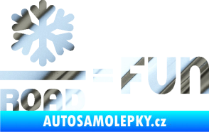 Samolepka Snow road fun nápis s vločkou chrom fólie stříbrná zrcadlová