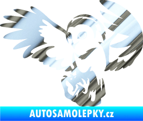 Samolepka Sova 006 levá chrom fólie stříbrná zrcadlová