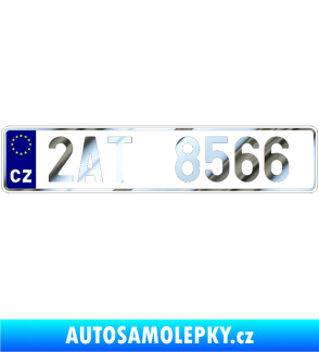 Samolepka SPZ s EU reflexní (odrazkový) podklad chrom fólie stříbrná zrcadlová
