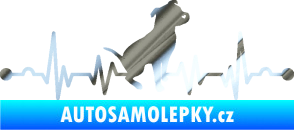 Samolepka Srdeční tep 007 pravá pitbull chrom fólie stříbrná zrcadlová