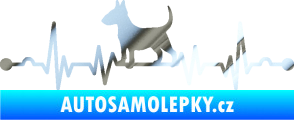 Samolepka Srdeční tep 008 levá pes bulteriér chrom fólie stříbrná zrcadlová