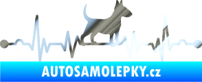 Samolepka Srdeční tep 008 pravá pes bulteriér chrom fólie stříbrná zrcadlová