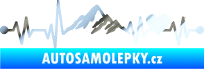 Samolepka Srdeční tep 011 hory se srdcem pravá chrom fólie stříbrná zrcadlová