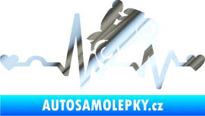 Samolepka Srdeční tep 013 pravá motorkář chrom fólie stříbrná zrcadlová