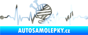 Samolepka Srdeční tep 016 pravá pletení chrom fólie stříbrná zrcadlová