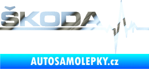 Samolepka Srdeční tep 034 levá Škoda chrom fólie stříbrná zrcadlová