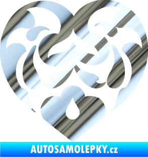 Samolepka Srdíčko 007 chrom fólie stříbrná zrcadlová